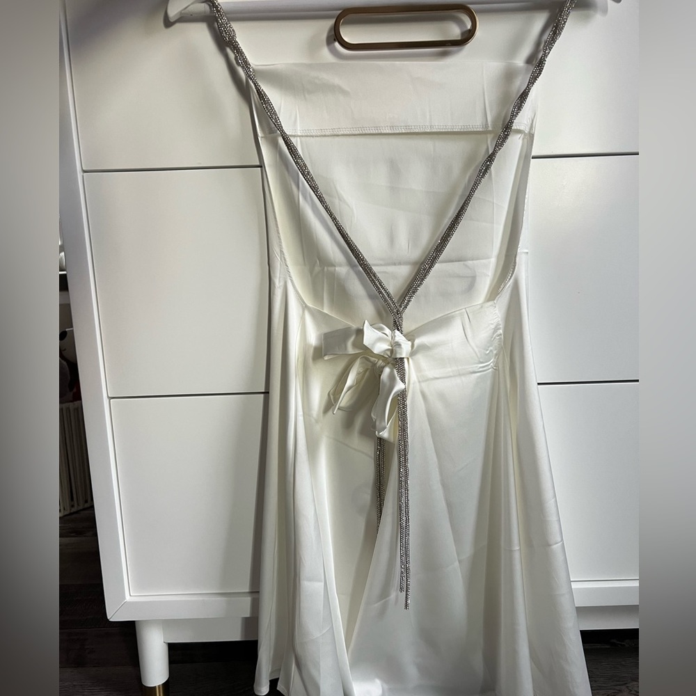 satin sparkle strap mini dress